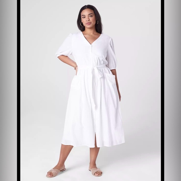 Lane Bryant Dresses & Skirts - Lane Bryant Cream Button-Up Midi Dress (NO BELT)